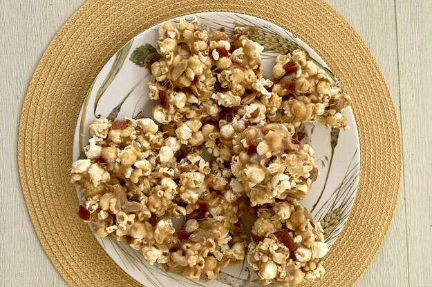 Peanut Butter Bacon Popcorn Balls